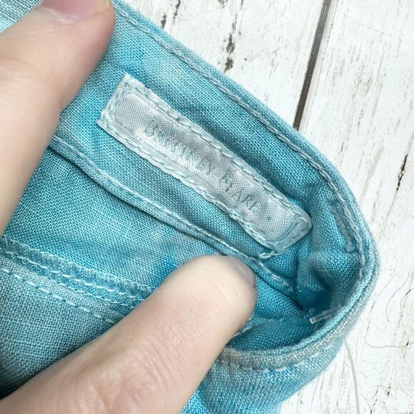 Guess Pants Sz 23 Brittney Flare Y2K Wide Leg Blue Tie-Dye Linen 90's 100% Linen - Picture 4 of 5